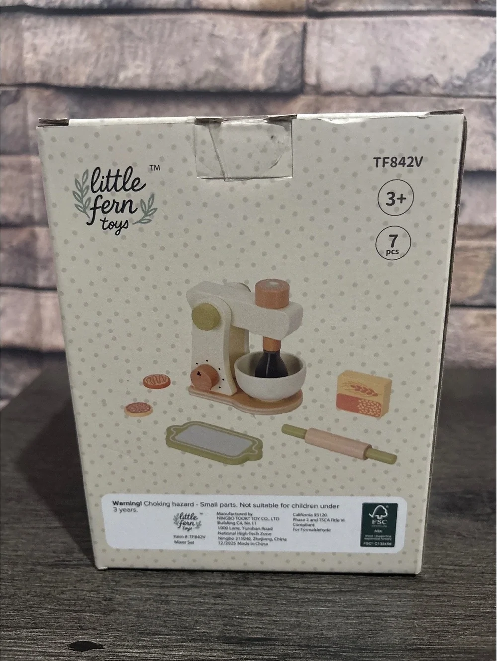 Little Fern Toys Wooden Mixer Set for Kids, 7 Pieces, Age 3+